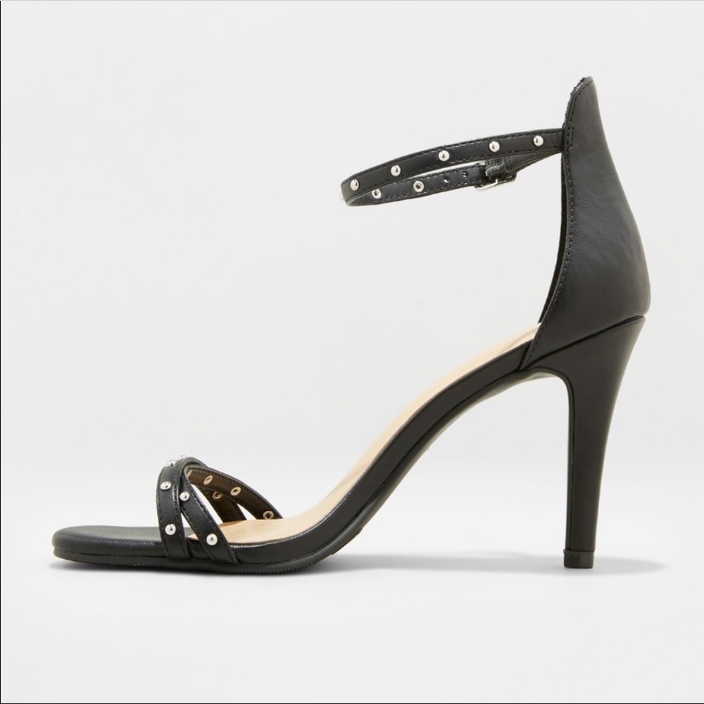 A New Day Black Double Strapped Studded Heels - Picture 2 of 8